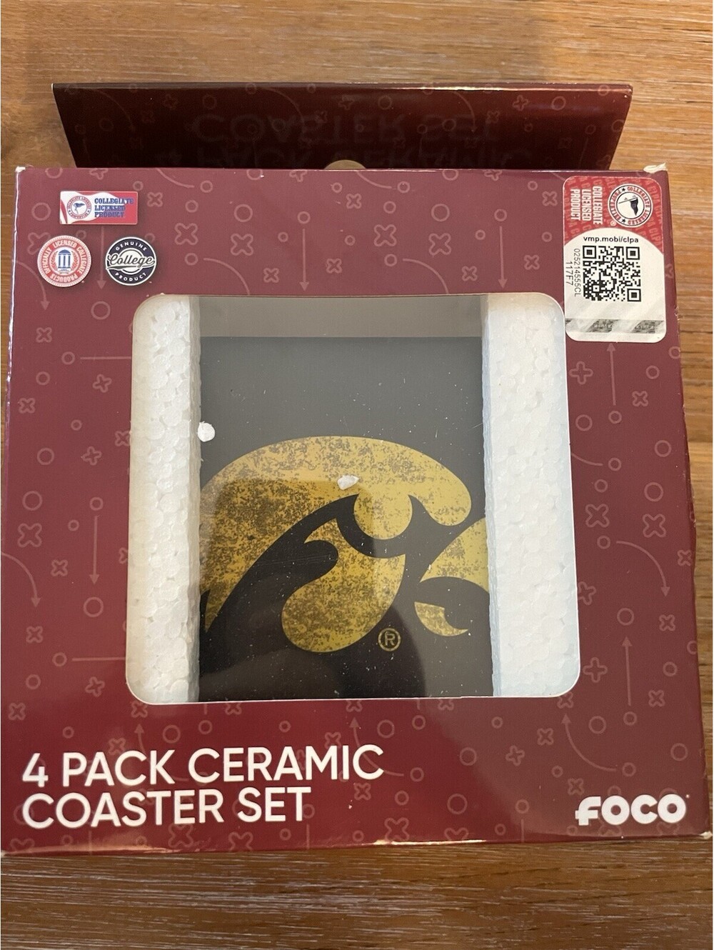 Iowa Hawkeyes NCAA Coaster Foco Ceramic Coaster Set Of 4
